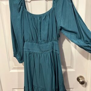 Pink Lily Teal Long Sleeve Dress